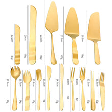 Load image into Gallery viewer, Stainless Steel Cake Moon Cake Knife Fork Dessert Cake Baking Tools, 14pcs/set Gold