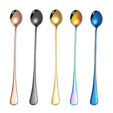 Load image into Gallery viewer, 304 Stainless Steel Long Handle Thickened Pointed Spoon Coffee Ice Drink Mixing Spoon, Stainless Steel Color, Titanium Gold, Rose Gold, Colorful, Titanium Black