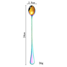 Load image into Gallery viewer, 304 Stainless Steel Long Handle Thickened Pointed Spoon Coffee Ice Drink Mixing Spoon, Stainless Steel Color, Titanium Gold, Rose Gold, Colorful, Titanium Black