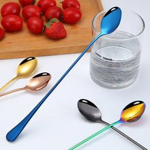 Load image into Gallery viewer, 304 Stainless Steel Long Handle Thickened Pointed Spoon Coffee Ice Drink Mixing Spoon, Stainless Steel Color, Titanium Gold, Rose Gold, Colorful, Titanium Black