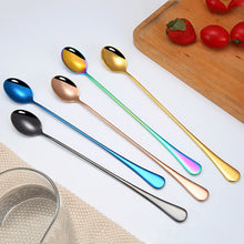 Load image into Gallery viewer, 304 Stainless Steel Long Handle Thickened Pointed Spoon Coffee Ice Drink Mixing Spoon, Stainless Steel Color, Titanium Gold, Rose Gold, Colorful, Titanium Black