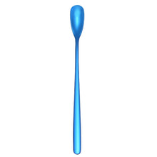 Load image into Gallery viewer, 15cm 304 Stainless Steel Spoon Coffee Square Head Spoon Long Handle Mixing Spoon, Stainless Steel Color, Titanium Gold, Rose Gold, Titanium Black, Blue, Purple