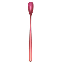 Load image into Gallery viewer, 15cm 304 Stainless Steel Spoon Coffee Square Head Spoon Long Handle Mixing Spoon, Stainless Steel Color, Titanium Gold, Rose Gold, Titanium Black, Blue, Purple