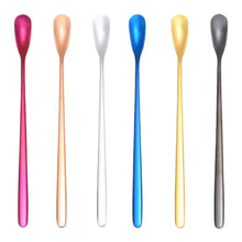 Load image into Gallery viewer, 15cm 304 Stainless Steel Spoon Coffee Square Head Spoon Long Handle Mixing Spoon, Stainless Steel Color, Titanium Gold, Rose Gold, Titanium Black, Blue, Purple