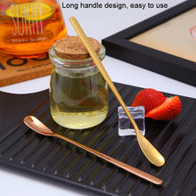 Load image into Gallery viewer, 15cm 304 Stainless Steel Spoon Coffee Square Head Spoon Long Handle Mixing Spoon, Stainless Steel Color, Titanium Gold, Rose Gold, Titanium Black, Blue, Purple