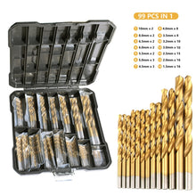 Load image into Gallery viewer, 99-in-1  Titanium Drill Bit Set High-Speed Steel Drill Bits