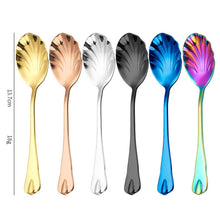 Load image into Gallery viewer, Stainless Steel Water Droplet Shell Spoon Ice Cream Spoon Coffee Mixing Spoon, Stainless Steel Color, Gold, Rose Gold, Colorful, Blue, Black