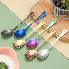 Load image into Gallery viewer, Stainless Steel Water Droplet Shell Spoon Ice Cream Spoon Coffee Mixing Spoon, Stainless Steel Color, Gold, Rose Gold, Colorful, Blue, Black