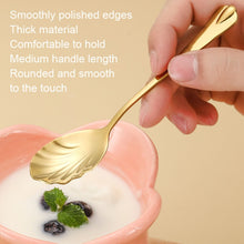 Load image into Gallery viewer, Stainless Steel Water Droplet Shell Spoon Ice Cream Spoon Coffee Mixing Spoon, Stainless Steel Color, Gold, Rose Gold, Colorful, Blue, Black