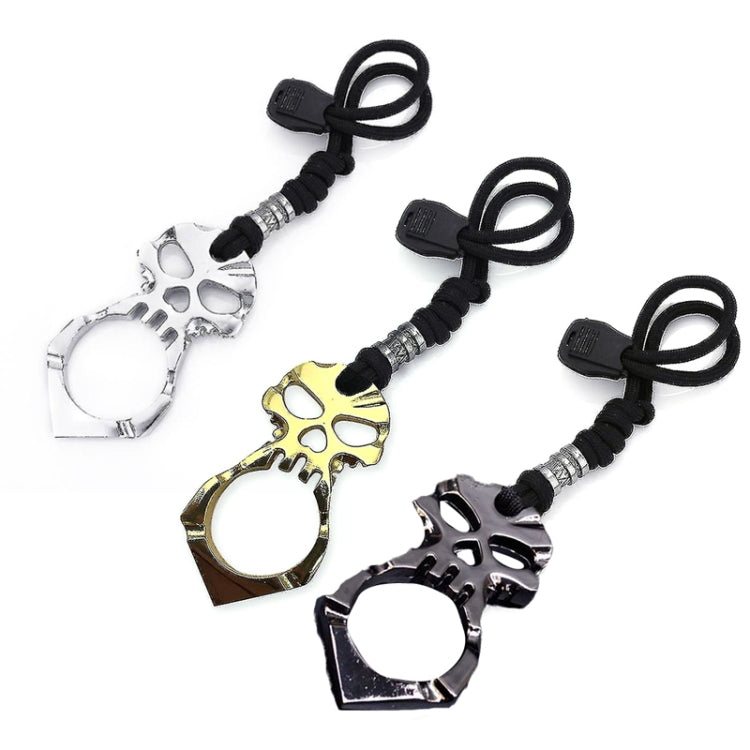 Rose Thorn Single Finger Buckle Self-defense Broken Window Keychain, Skull(Gold), Skull(Silver), Skull(Black)