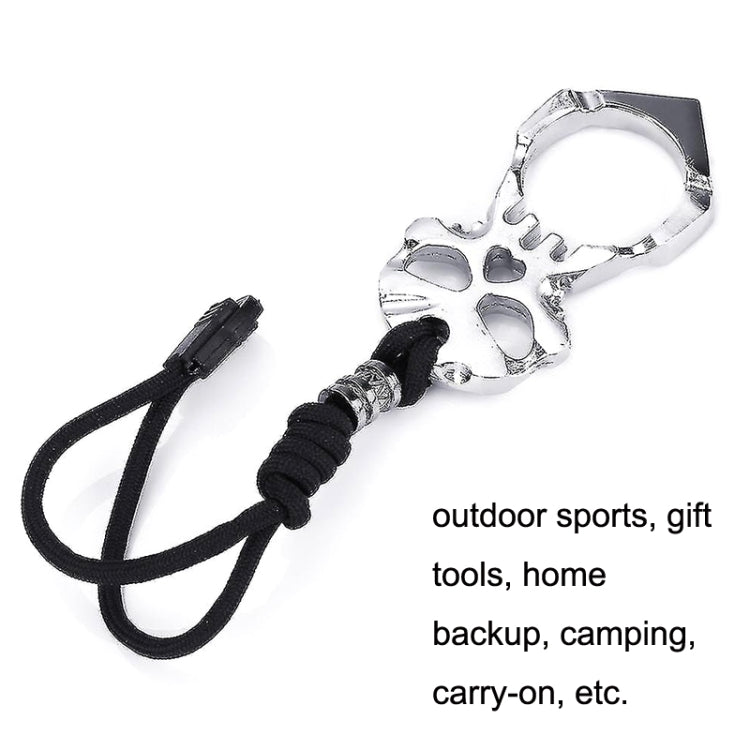 Rose Thorn Single Finger Buckle Self-defense Broken Window Keychain, Skull(Gold), Skull(Silver), Skull(Black)