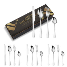 Load image into Gallery viewer, 16pcs/set Carton Boxed Gold-Plated Stainless Steel Knife and Fork Set Western Cutlery, Stainless Steel Color, Gold, Rose Gold, Colorful, Black
