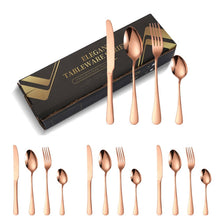 Load image into Gallery viewer, 16pcs/set Carton Boxed Gold-Plated Stainless Steel Knife and Fork Set Western Cutlery, Stainless Steel Color, Gold, Rose Gold, Colorful, Black