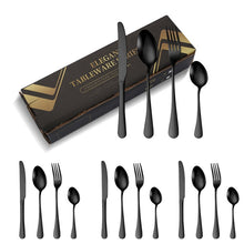 Load image into Gallery viewer, 16pcs/set Carton Boxed Gold-Plated Stainless Steel Knife and Fork Set Western Cutlery, Stainless Steel Color, Gold, Rose Gold, Colorful, Black