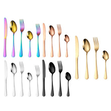 Load image into Gallery viewer, 16pcs/set Carton Boxed Gold-Plated Stainless Steel Knife and Fork Set Western Cutlery, Stainless Steel Color, Gold, Rose Gold, Colorful, Black