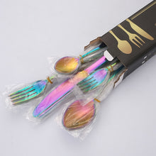 Load image into Gallery viewer, 16pcs/set Carton Boxed Gold-Plated Stainless Steel Knife and Fork Set Western Cutlery, Stainless Steel Color, Gold, Rose Gold, Colorful, Black
