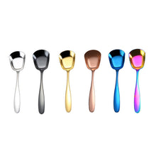 Load image into Gallery viewer, Small 304 Stainless Steel Spoon Glossy Thickened Flat Head Flat Bottom Serving Spoon, Stainless Steel Color, Titanium Gold, Rose Gold, Colorful, Black, Blue