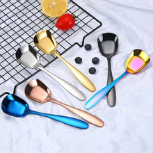 Load image into Gallery viewer, Small 304 Stainless Steel Spoon Glossy Thickened Flat Head Flat Bottom Serving Spoon, Stainless Steel Color, Titanium Gold, Rose Gold, Colorful, Black, Blue