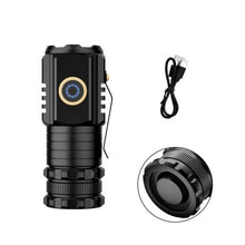 Load image into Gallery viewer, 3 LED Mini Flashlight Rechargeable Waterproof 2000LM Super Bright Torch, Tail No Magnet, Tail Magnet