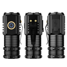 Load image into Gallery viewer, 3 LED Mini Flashlight Rechargeable Waterproof 2000LM Super Bright Torch, Tail No Magnet, Tail Magnet