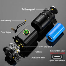 Load image into Gallery viewer, 3 LED Mini Flashlight Rechargeable Waterproof 2000LM Super Bright Torch, Tail No Magnet, Tail Magnet
