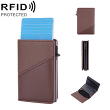 Load image into Gallery viewer, Baellerry RFID Anti-theft Aluminum Box Leather Wallet Side Push Contrasting Antimagnetic Card Holder