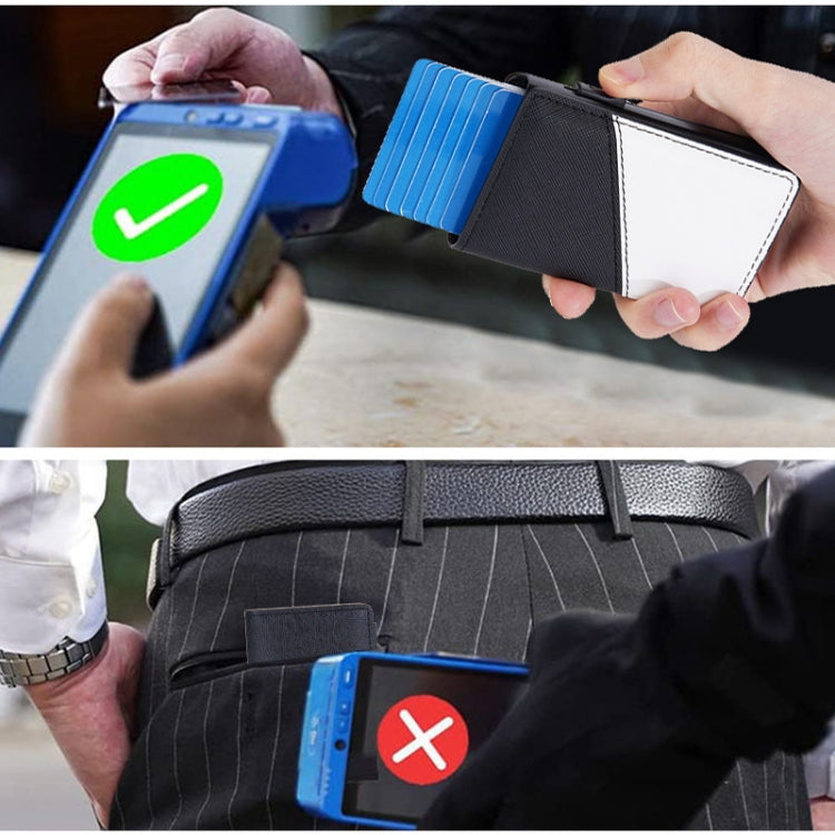 Baellerry RFID Anti-theft Aluminum Box Leather Wallet Side Push Contrasting Antimagnetic Card Holder