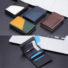Load image into Gallery viewer, Baellerry RFID Anti-theft Aluminum Box Leather Wallet Side Push Contrasting Antimagnetic Card Holder