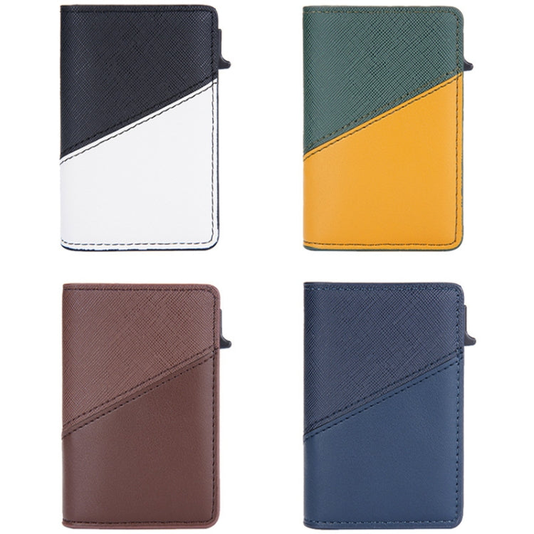 Baellerry RFID Anti-theft Aluminum Box Leather Wallet Side Push Contrasting Antimagnetic Card Holder