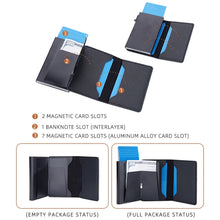 Load image into Gallery viewer, Baellerry RFID Anti-theft Aluminum Box Leather Wallet Side Push Contrasting Antimagnetic Card Holder