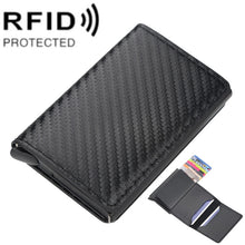 Load image into Gallery viewer, Baellerry RFID Anti-theft Plaid Leather Wallet Metal Aluminum Box Automatic Eject Type Card Holder