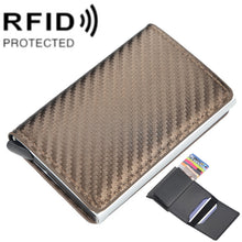 Load image into Gallery viewer, Baellerry RFID Anti-theft Plaid Leather Wallet Metal Aluminum Box Automatic Eject Type Card Holder
