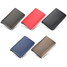 Load image into Gallery viewer, Baellerry RFID Anti-theft Plaid Leather Wallet Metal Aluminum Box Automatic Eject Type Card Holder
