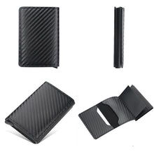Load image into Gallery viewer, Baellerry RFID Anti-theft Plaid Leather Wallet Metal Aluminum Box Automatic Eject Type Card Holder
