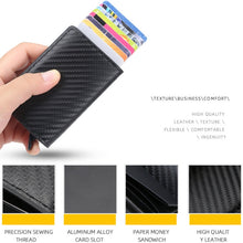 Load image into Gallery viewer, Baellerry RFID Anti-theft Plaid Leather Wallet Metal Aluminum Box Automatic Eject Type Card Holder