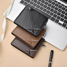 Load image into Gallery viewer, DEABOLAR Men Short PU Leather Tri-fold Horizontal Wallet Large-capacity Multi-card Wallet