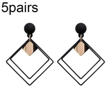 Load image into Gallery viewer, 5pairs Alloy Double Diamond Stitching Ladies Earrings