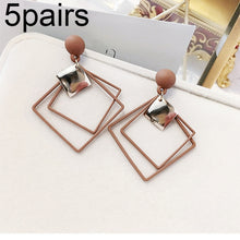 Load image into Gallery viewer, 5pairs Alloy Double Diamond Stitching Ladies Earrings