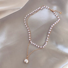 Load image into Gallery viewer, Simple Beaded Double-Layer Pearl Pendant Necklace