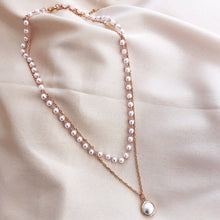 Load image into Gallery viewer, Simple Beaded Double-Layer Pearl Pendant Necklace