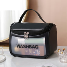 Load image into Gallery viewer, PVC Translucent Cosmetic Bag Frosted Toiletry Bag PU Flip Top Bath Bag