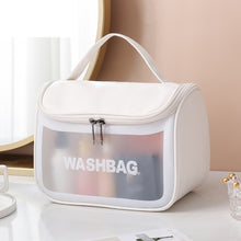 Load image into Gallery viewer, PVC Translucent Cosmetic Bag Frosted Toiletry Bag PU Flip Top Bath Bag