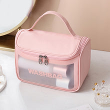 Load image into Gallery viewer, PVC Translucent Cosmetic Bag Frosted Toiletry Bag PU Flip Top Bath Bag