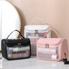 Load image into Gallery viewer, PVC Translucent Cosmetic Bag Frosted Toiletry Bag PU Flip Top Bath Bag