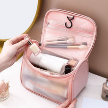 Load image into Gallery viewer, PVC Translucent Cosmetic Bag Frosted Toiletry Bag PU Flip Top Bath Bag