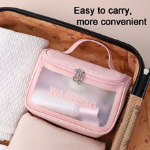 Load image into Gallery viewer, PVC Translucent Cosmetic Bag Frosted Toiletry Bag PU Flip Top Bath Bag