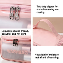 Load image into Gallery viewer, PVC Translucent Cosmetic Bag Frosted Toiletry Bag PU Flip Top Bath Bag