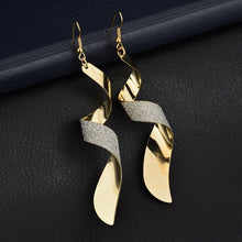 Load image into Gallery viewer, Frosted Long Twisted Hoop 3D Earrings