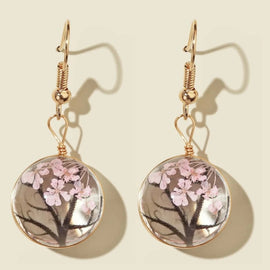 DIY Handmade Glass Dried Flowers Gypsophila Earrings