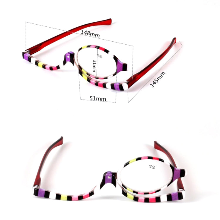 Makeup Presbyopic Glasses Multicolored Rotatable Magnifying Glass Single Piece Reading Glass, Degree: